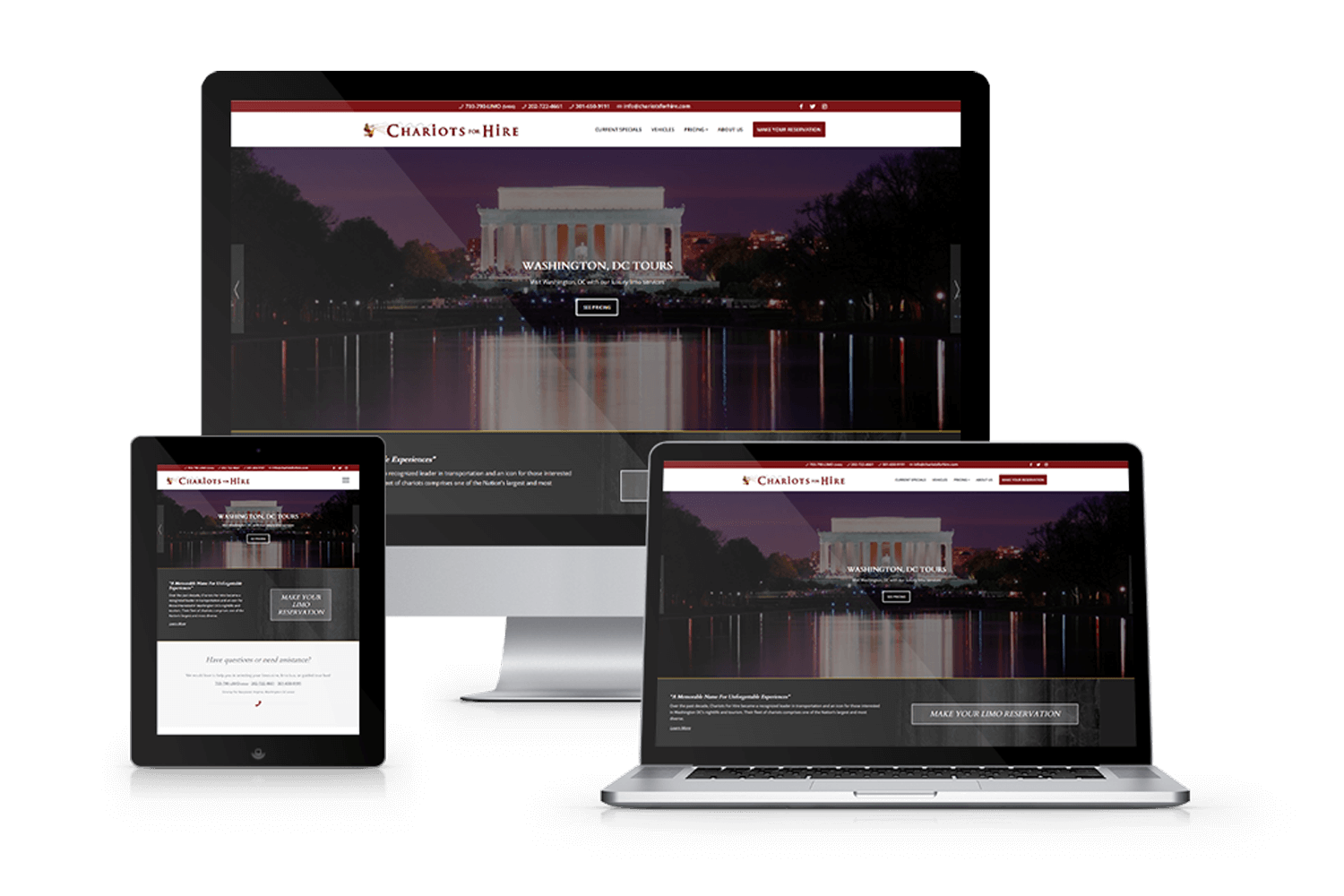 Chariots for Hire Website Design